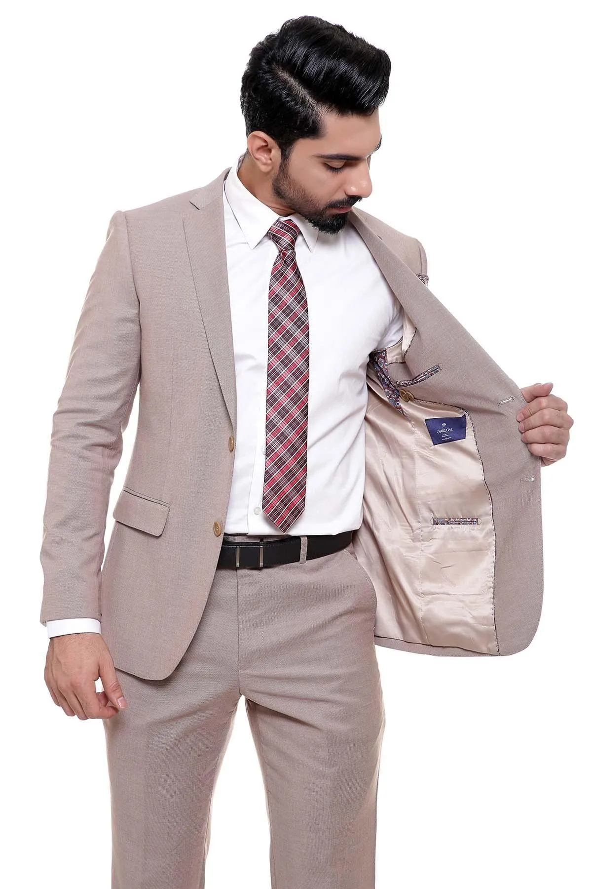 2 PIECE SUIT LIGHT BROWN