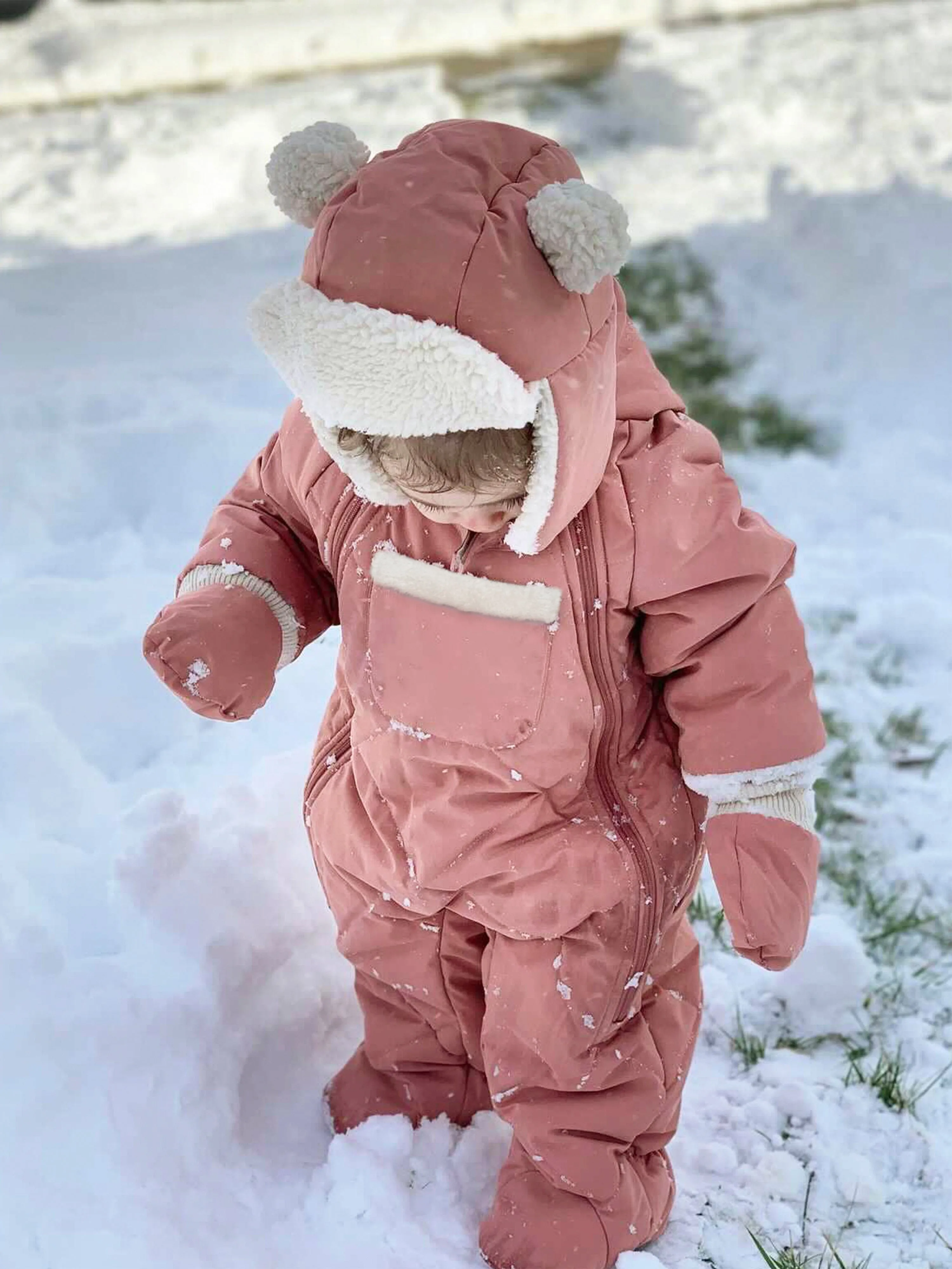 7AM Enfant Baby Girls Snowsuit-Benji in Pink