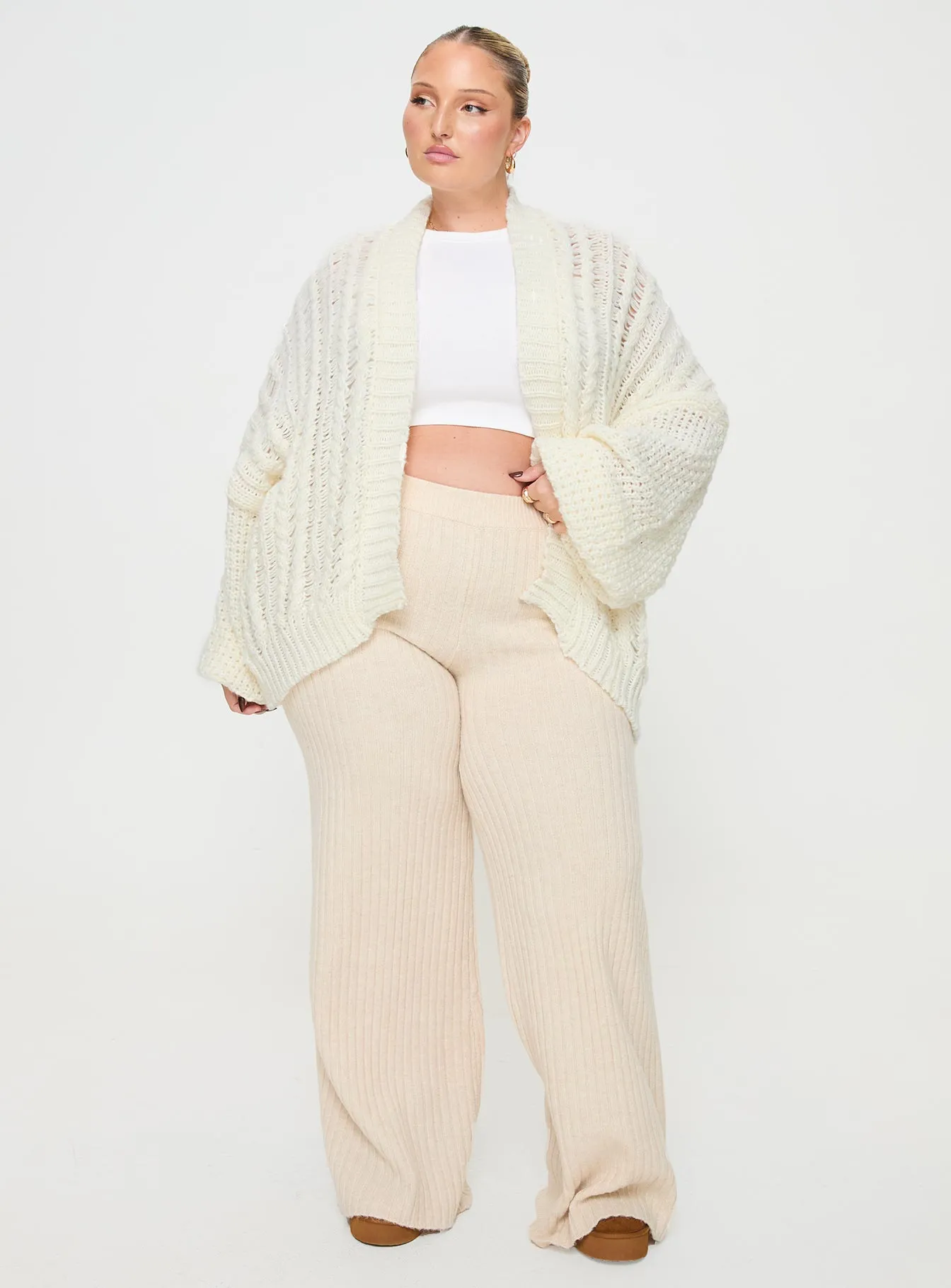 Abner Cable Cardigan Cream Curve