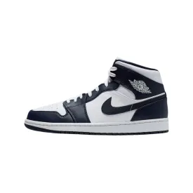 Air Jordan 1 Mid Obsidian White Metallic Gold Obsidian