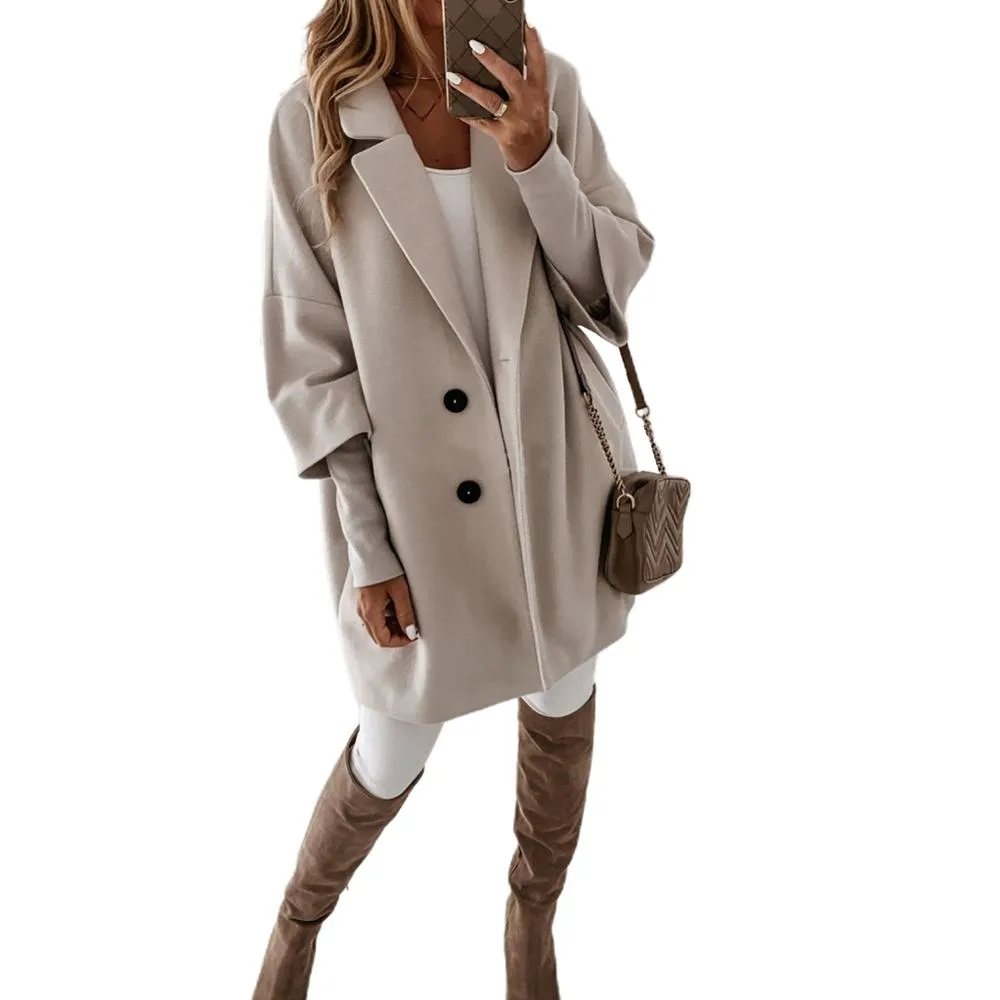 Amy Fashion - Casual Woolen long Overcoat