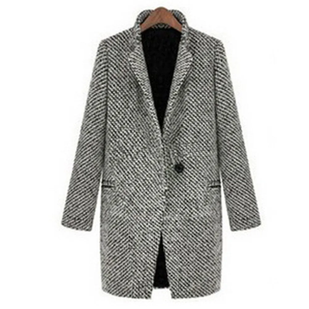 Amy Fashion - Casual Woolen long Overcoat