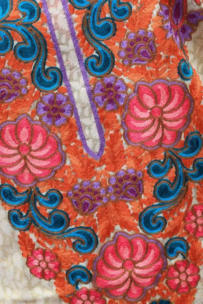 An Amazing Colour Contrast With Pastel And Blue Salwar kameez Of Kashmiri Aari Work