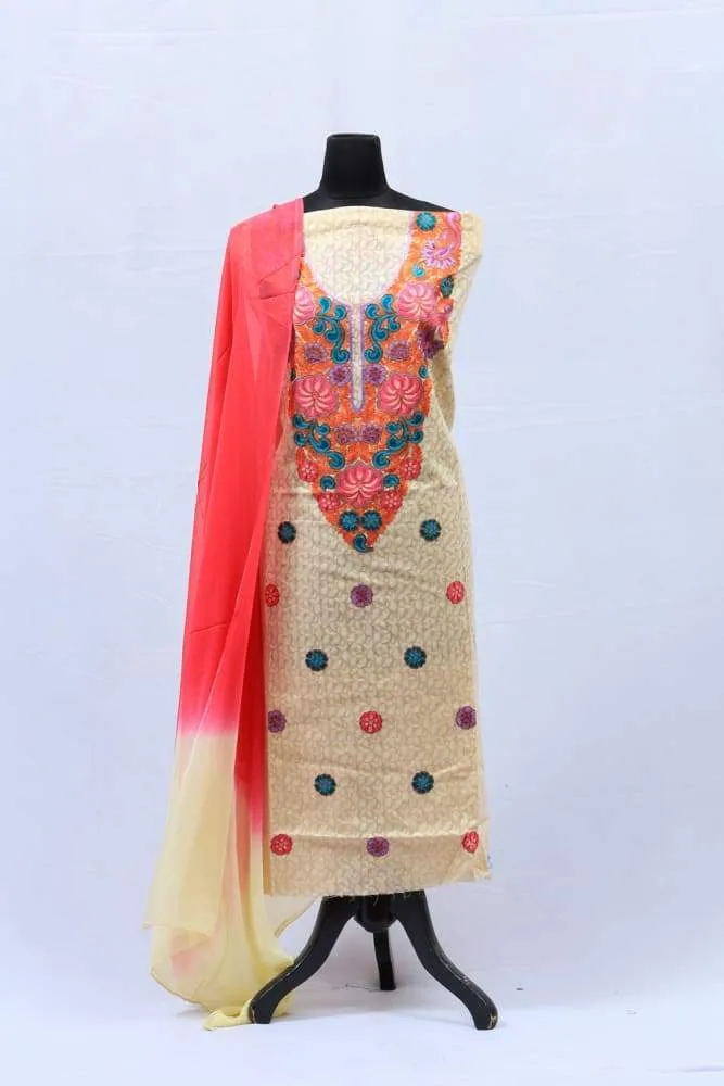 An Amazing Colour Contrast With Pastel And Blue Salwar kameez Of Kashmiri Aari Work