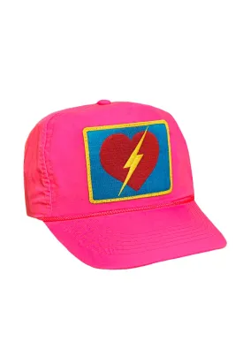 Aviator Nation Women's Bolt Heart Vintage Nylon Trucker Hat - Neon Pink