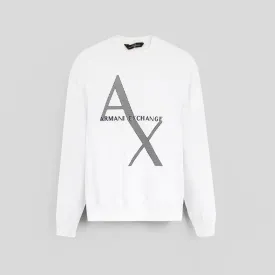 AX - Men 'White' Printed Logo Fleece Sweatshirt AX476