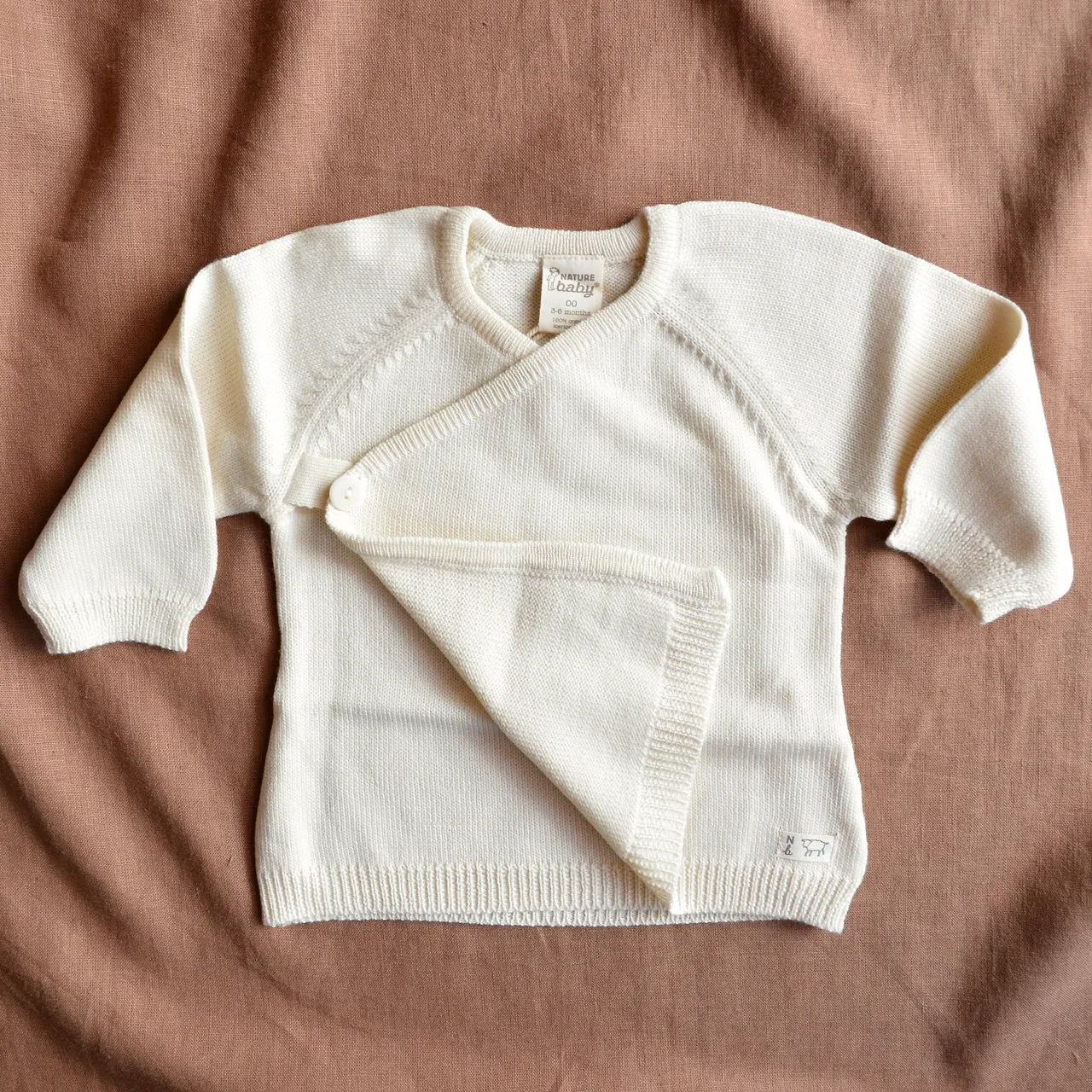 Baby Kimono Jacket - 100% Organic Merino - Natural (0-12m)