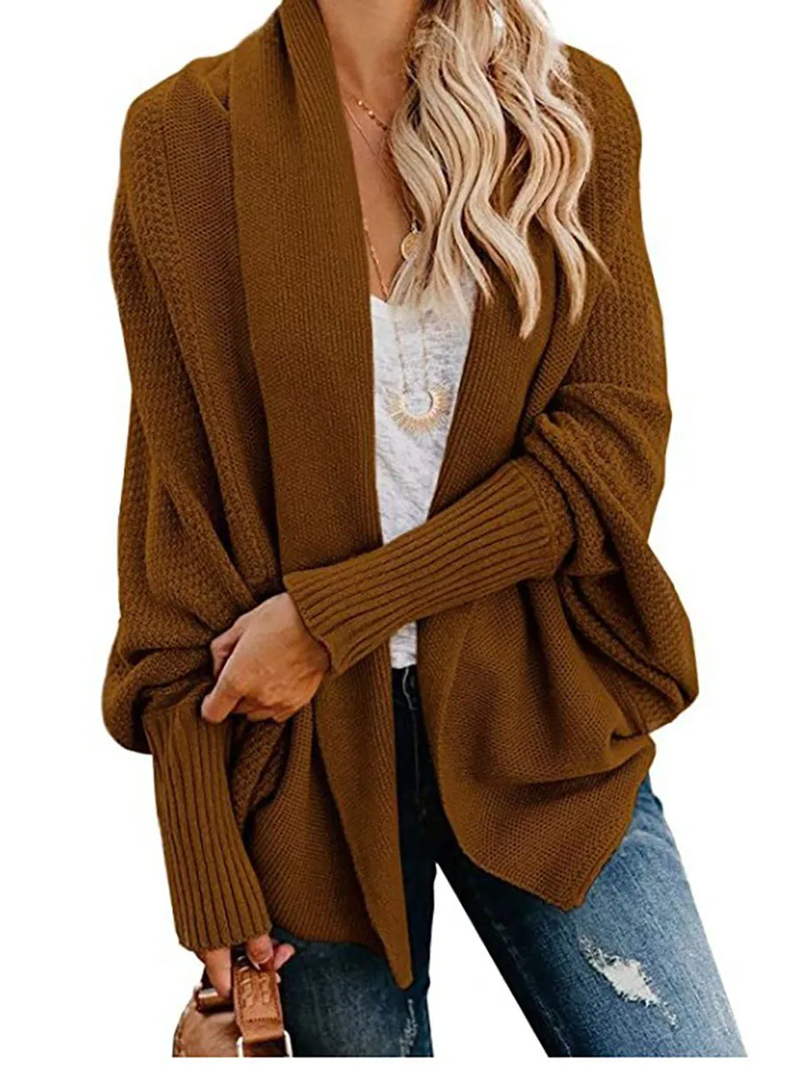 Bat sleeve plus size long knitted cardigan sweater (13 colors)