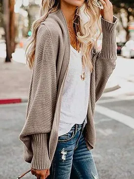 Bat sleeve plus size long knitted cardigan sweater (13 colors)