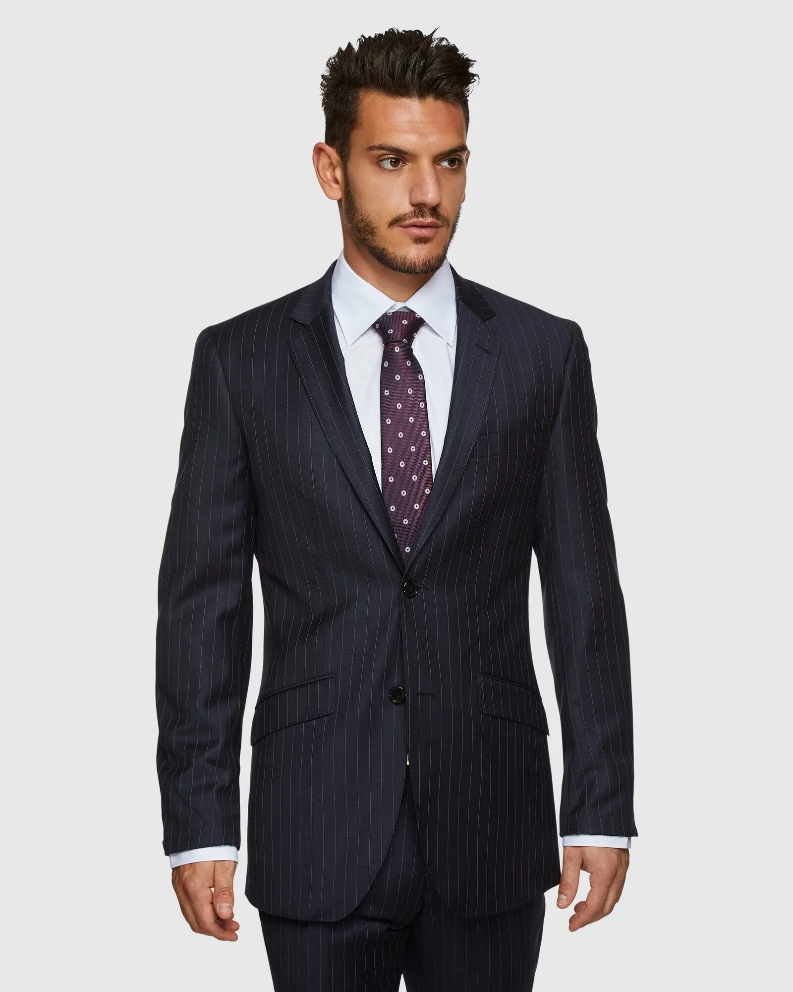 Big Guys Navy 2 Trouser Pinstripe Wool Suit Set