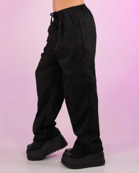 Black Oversize Wide Leg Cargo Pants