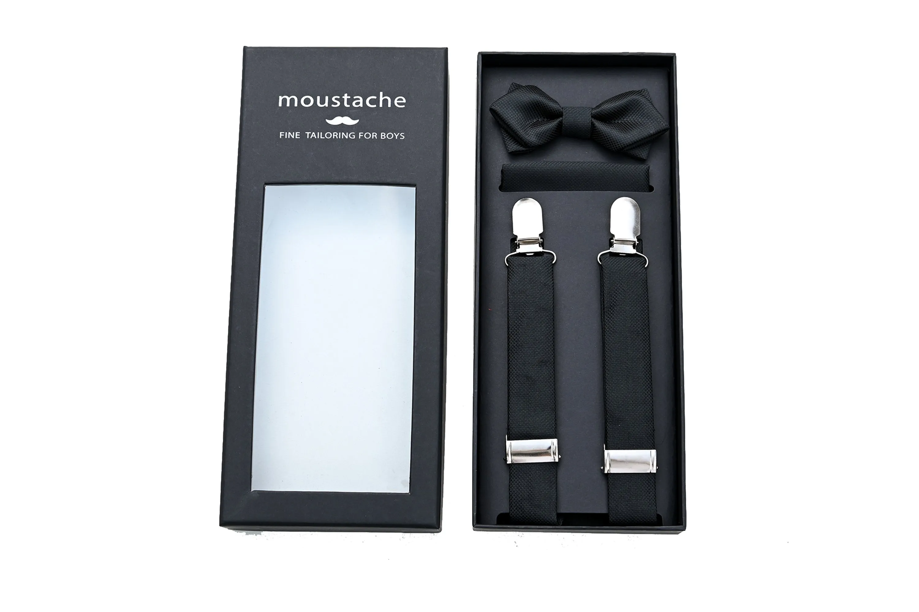 Black Textured Suspenders Set