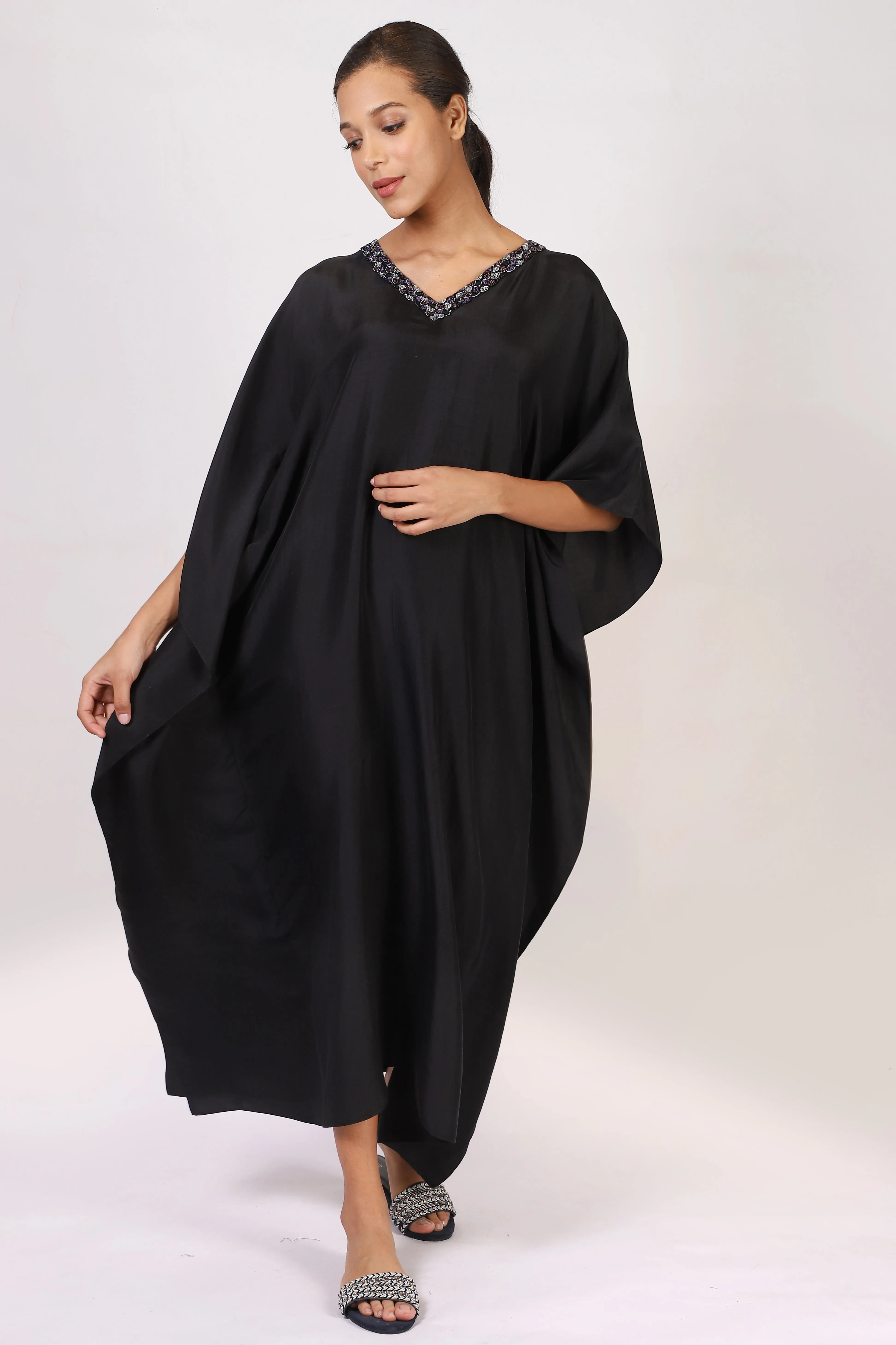 Black Viscose Kaftan