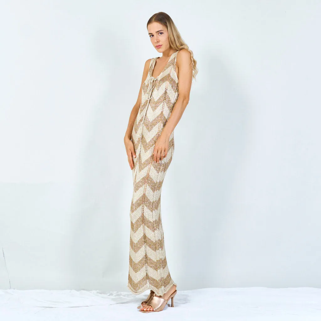 Bold chevron sleeveless maxi dress wholesale