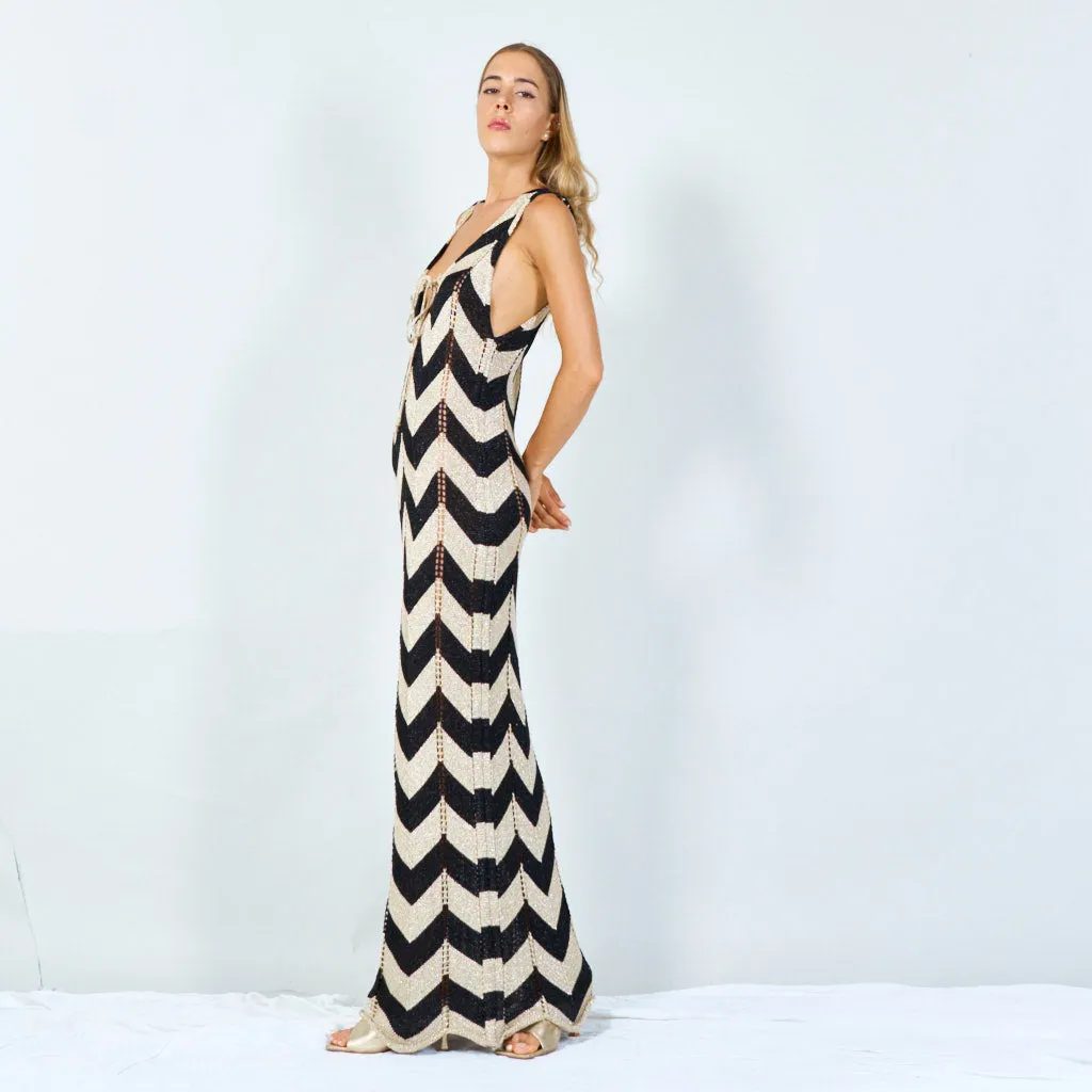 Bold chevron sleeveless maxi dress wholesale