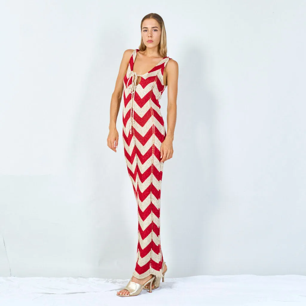 Bold chevron sleeveless maxi dress wholesale