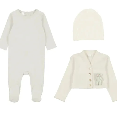 BONETTE White Bear Cardigan 3 Pc Set