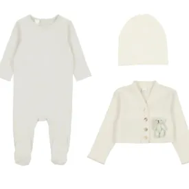 BONETTE White Bear Cardigan 3 Pc Set