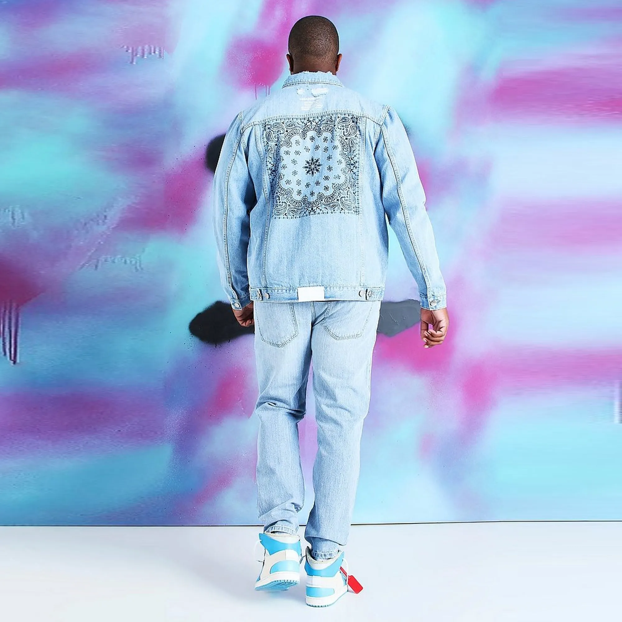 BOOHOO.MAN - Men 'Blue' Quavo Denim With Printed Jacket MN099