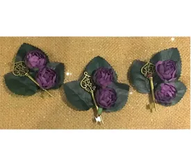 Buttonhole - Rustic Key and Paper Flowers - Nikita