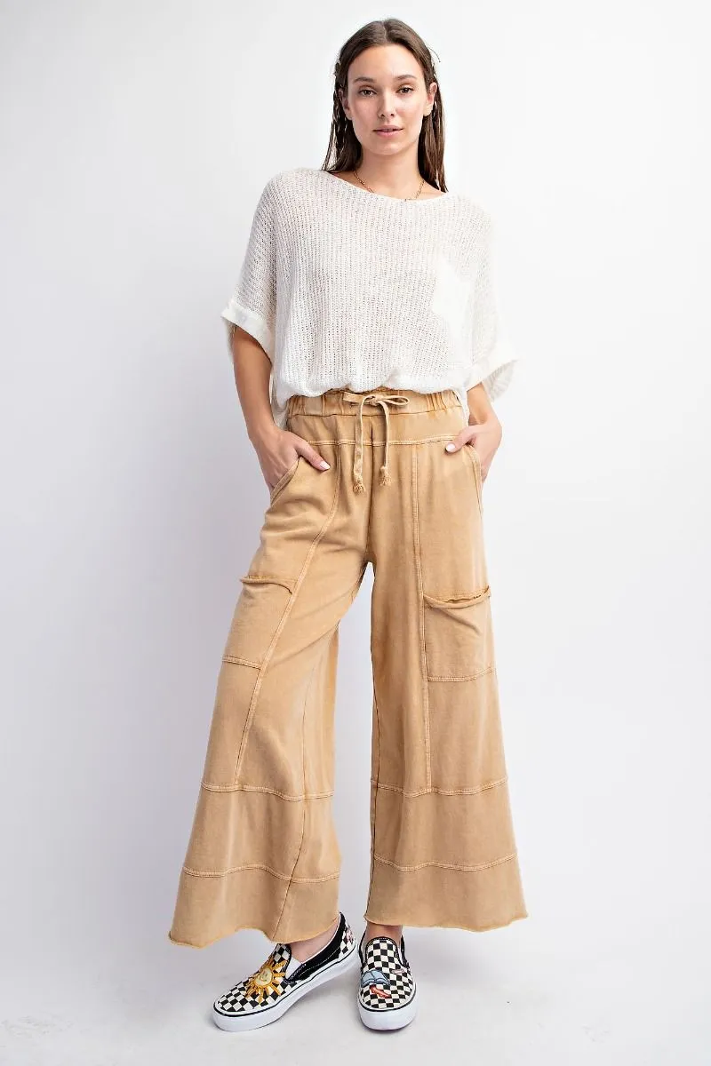 Camel Mineral Washed Terry Knit Pants