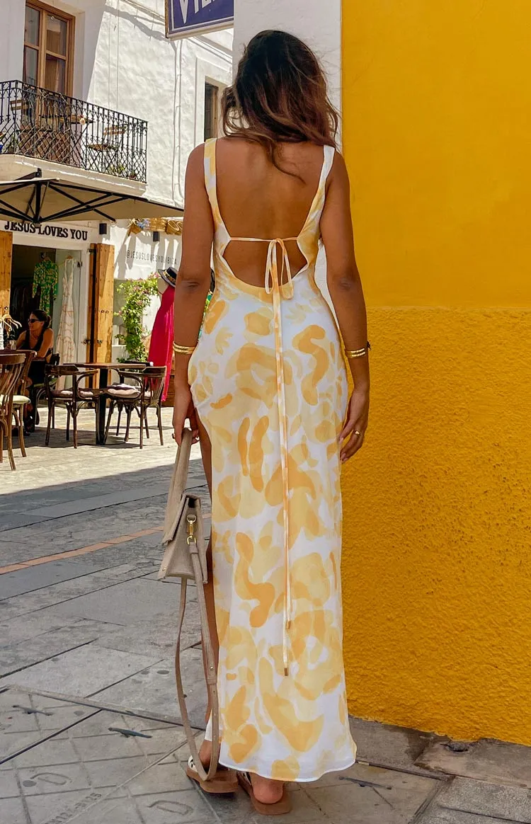 Cameron Yellow Print Maxi Dress