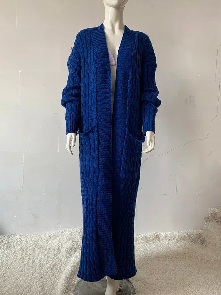 Cardigan Maxi en Maille Poches Ouvertes Devant