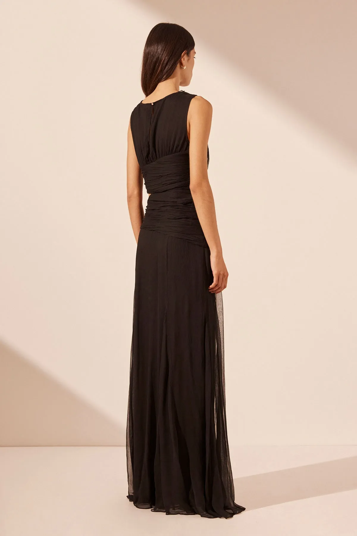 CLAUDE CUT OUT SIDE SPLIT MAXI DRESS - BLACK