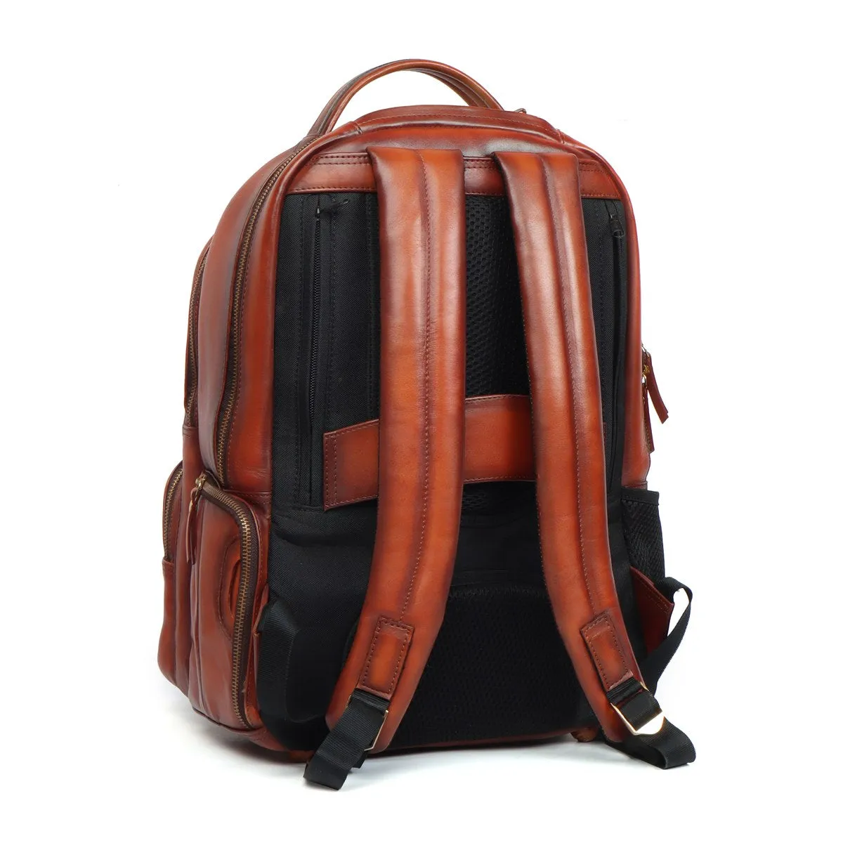 Cloudy Tan Leather Backpack with Multi-Step Pockets By Brune & Bareskin