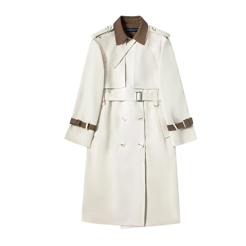 Contrast Loose Over Knee Trench Coat