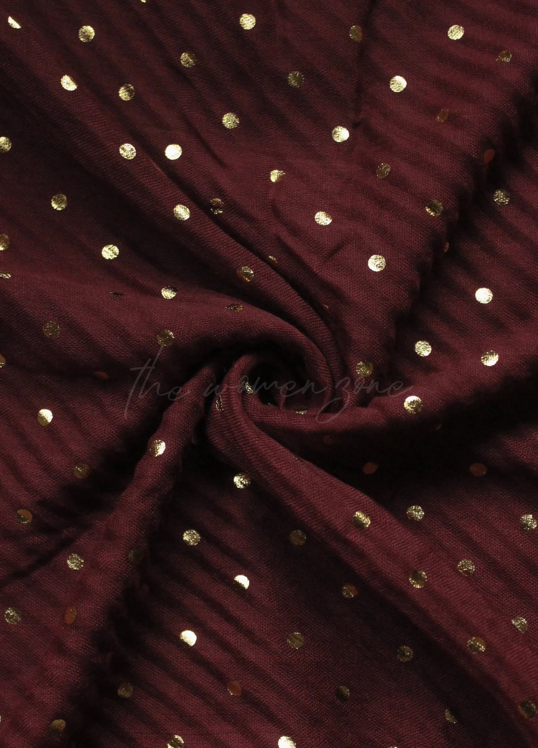 Crumpled Festive Hijab - Dark Maroon