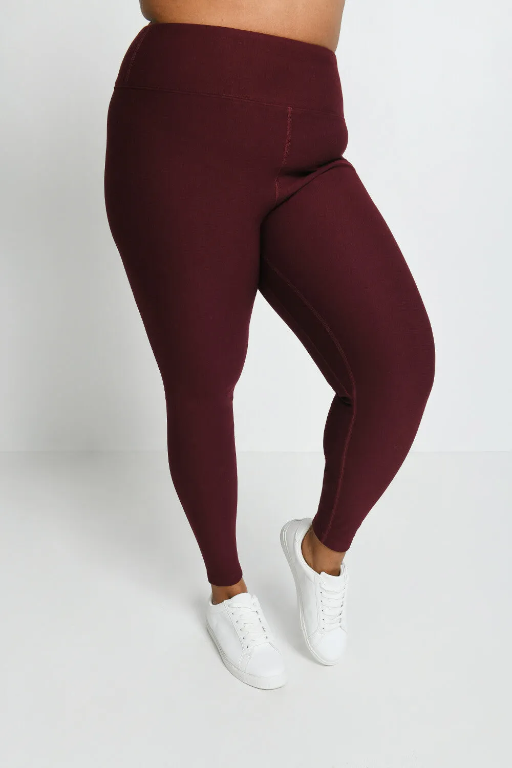 Curve Winter Everyday High Waisted Leggings - Burgundy