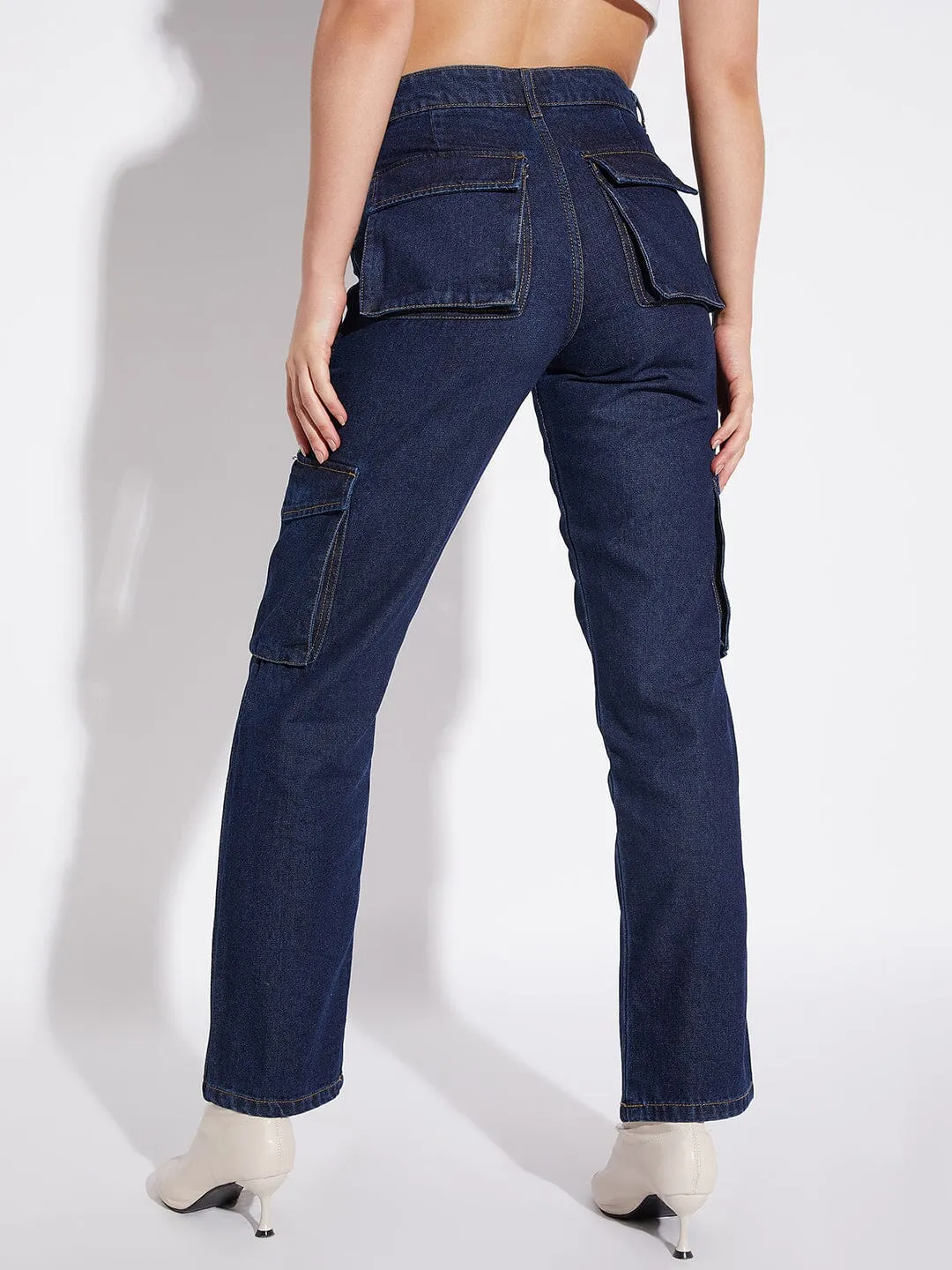 Dark Washed Cargo Unisex Carpenter Denim