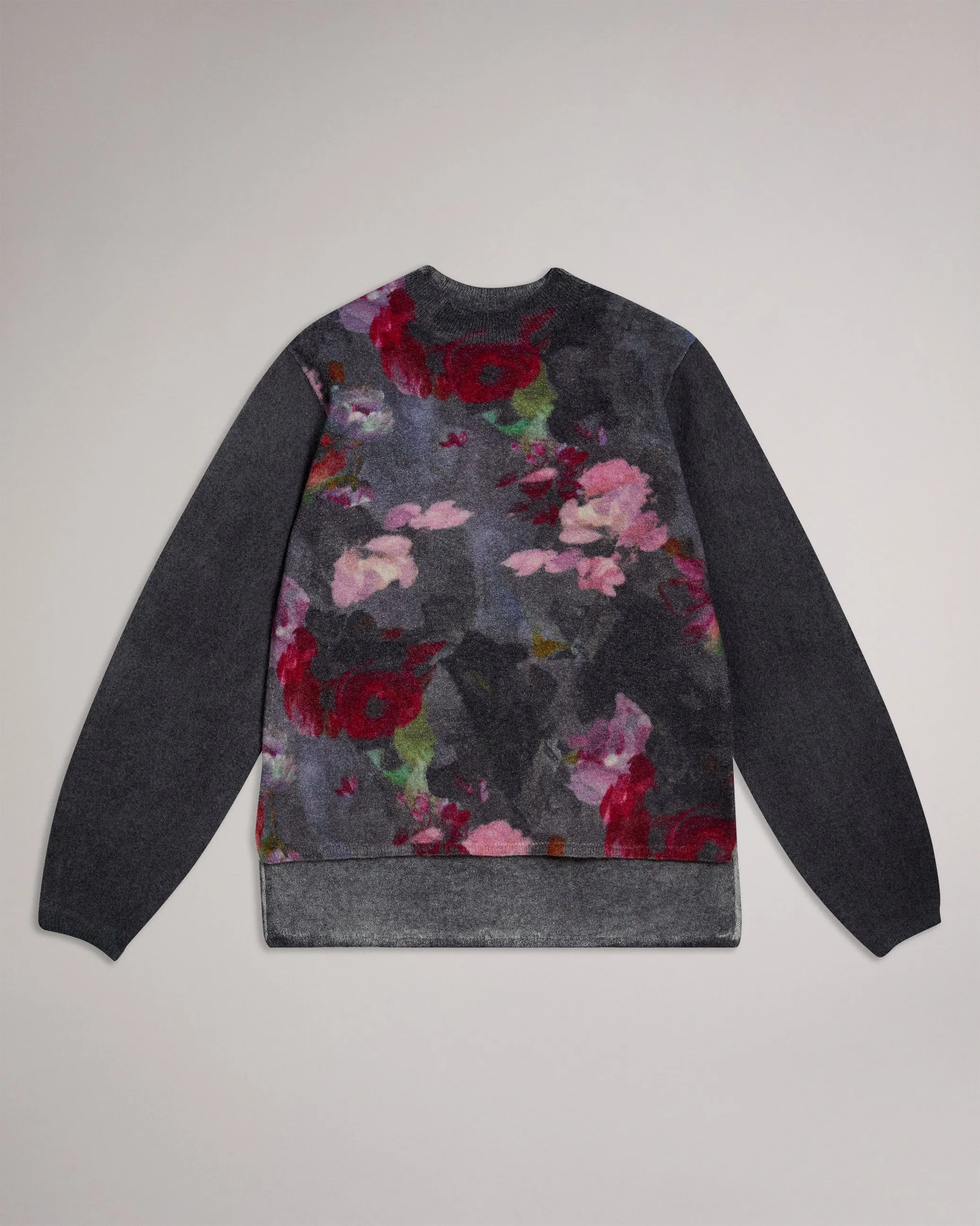 Daysiyy Floral Knitted Wool Jumper Black