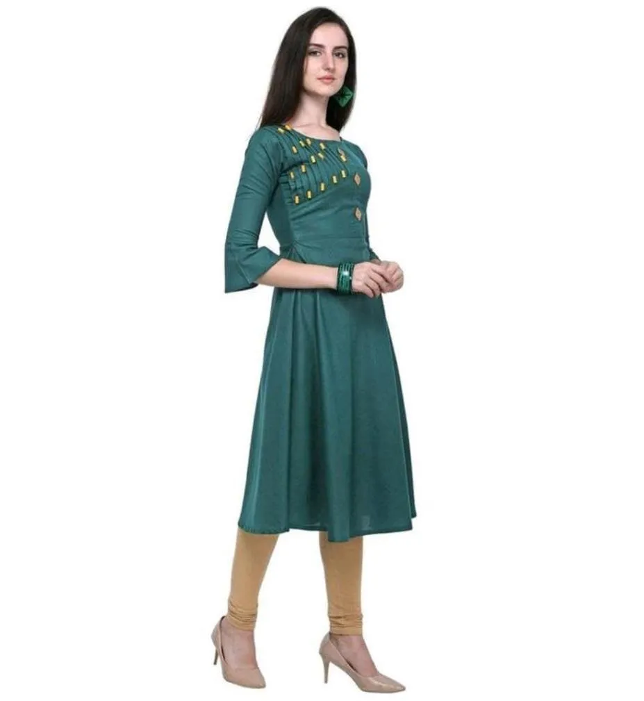 Designer Mart Green Cotton Kurti