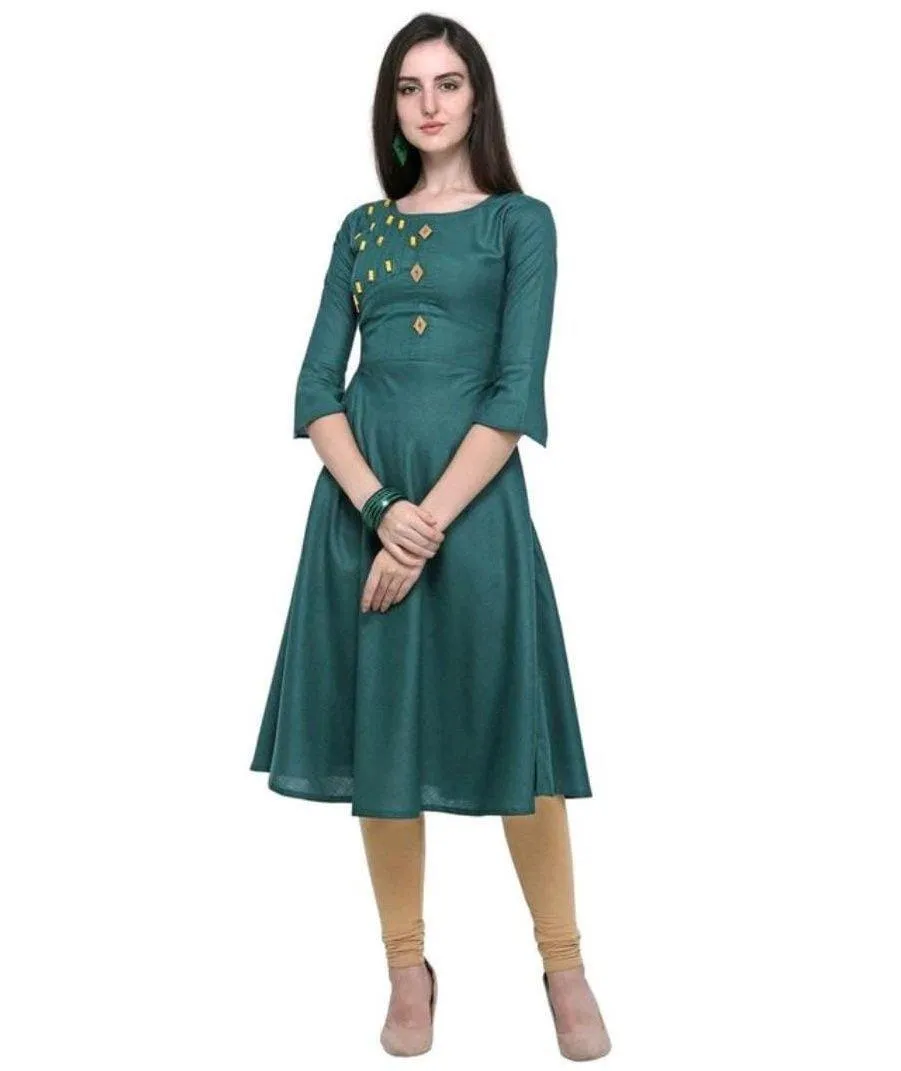 Designer Mart Green Cotton Kurti