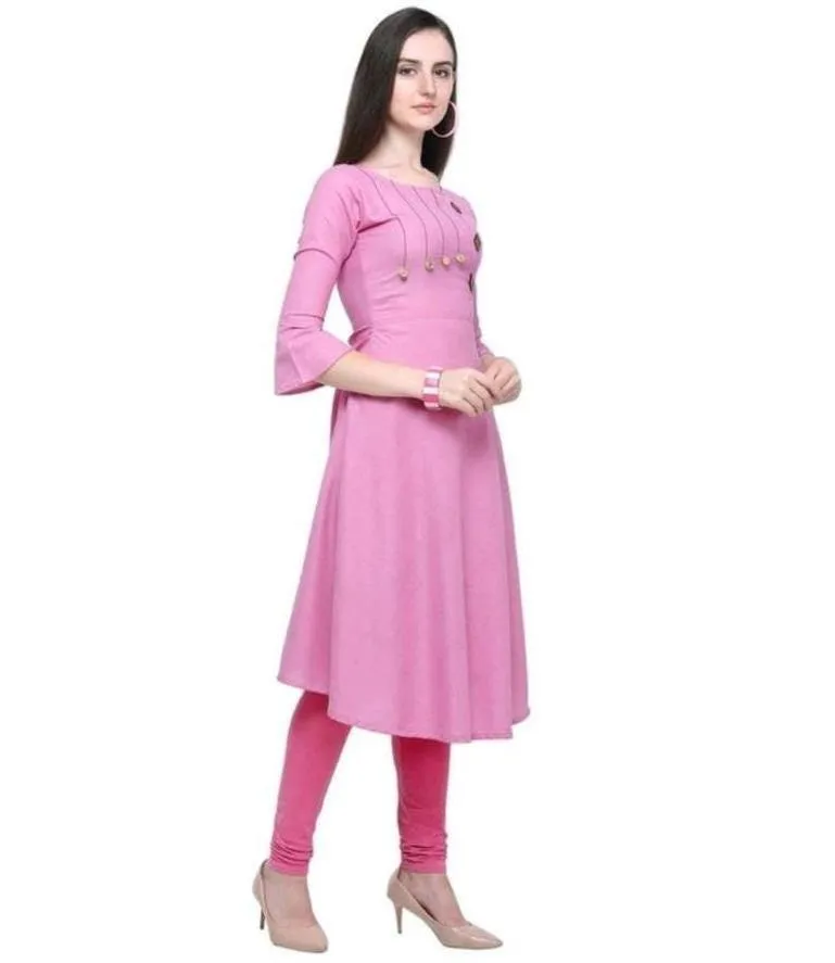 Designer Mart Pink Ruby Cotton Gown Kurti