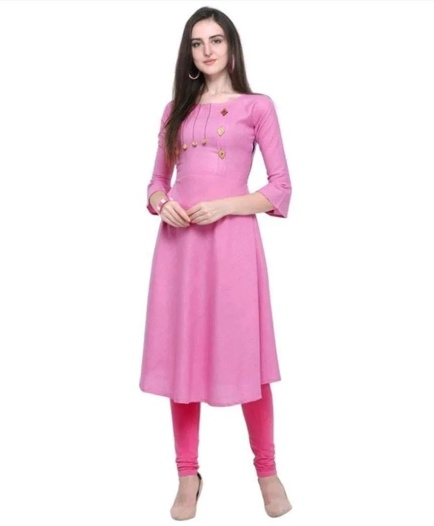 Designer Mart Pink Ruby Cotton Gown Kurti