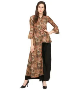 Designer Mart Women Rayon Kurti With Crepe Plazo