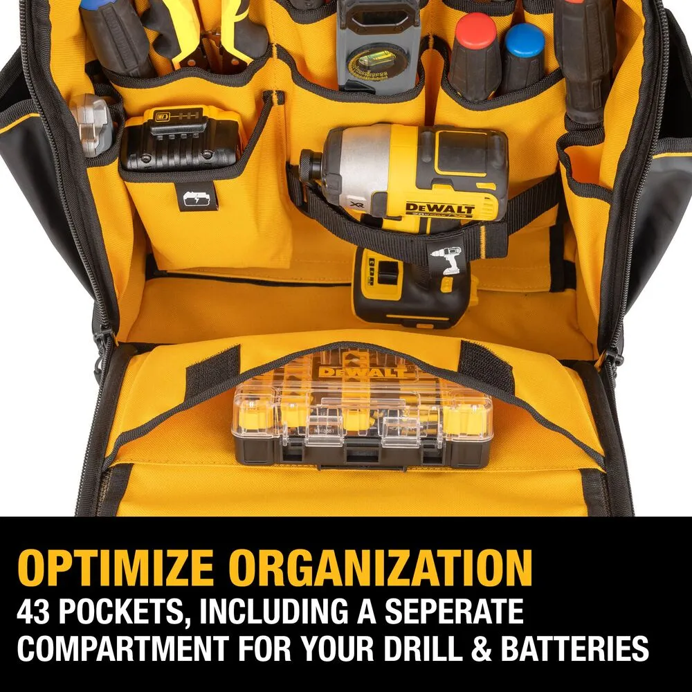 DeWALT DWST560102 PRO Durable Denier Fabric Backpack w/ 43 Pockets