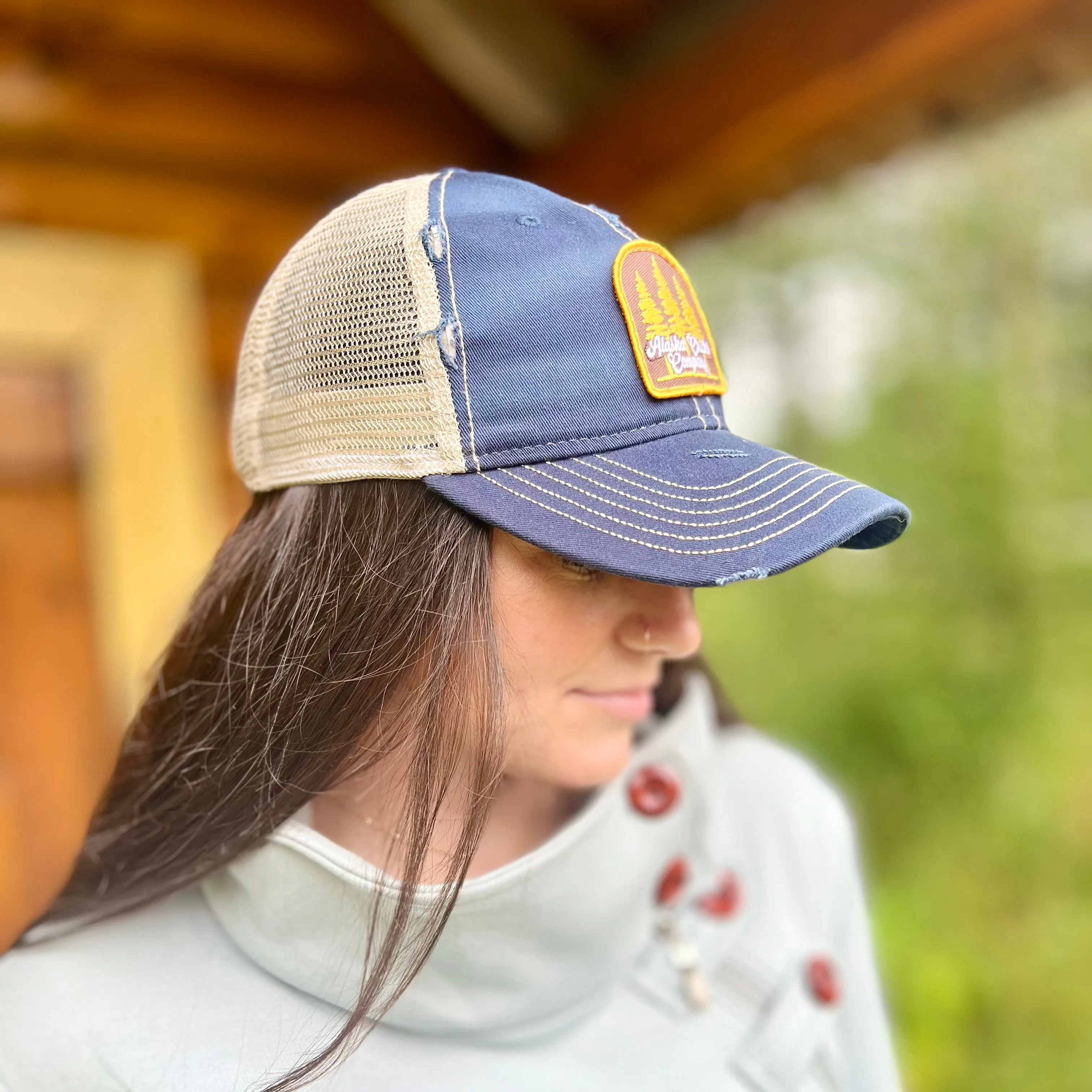 Distressed Three Tree Trucker Hat