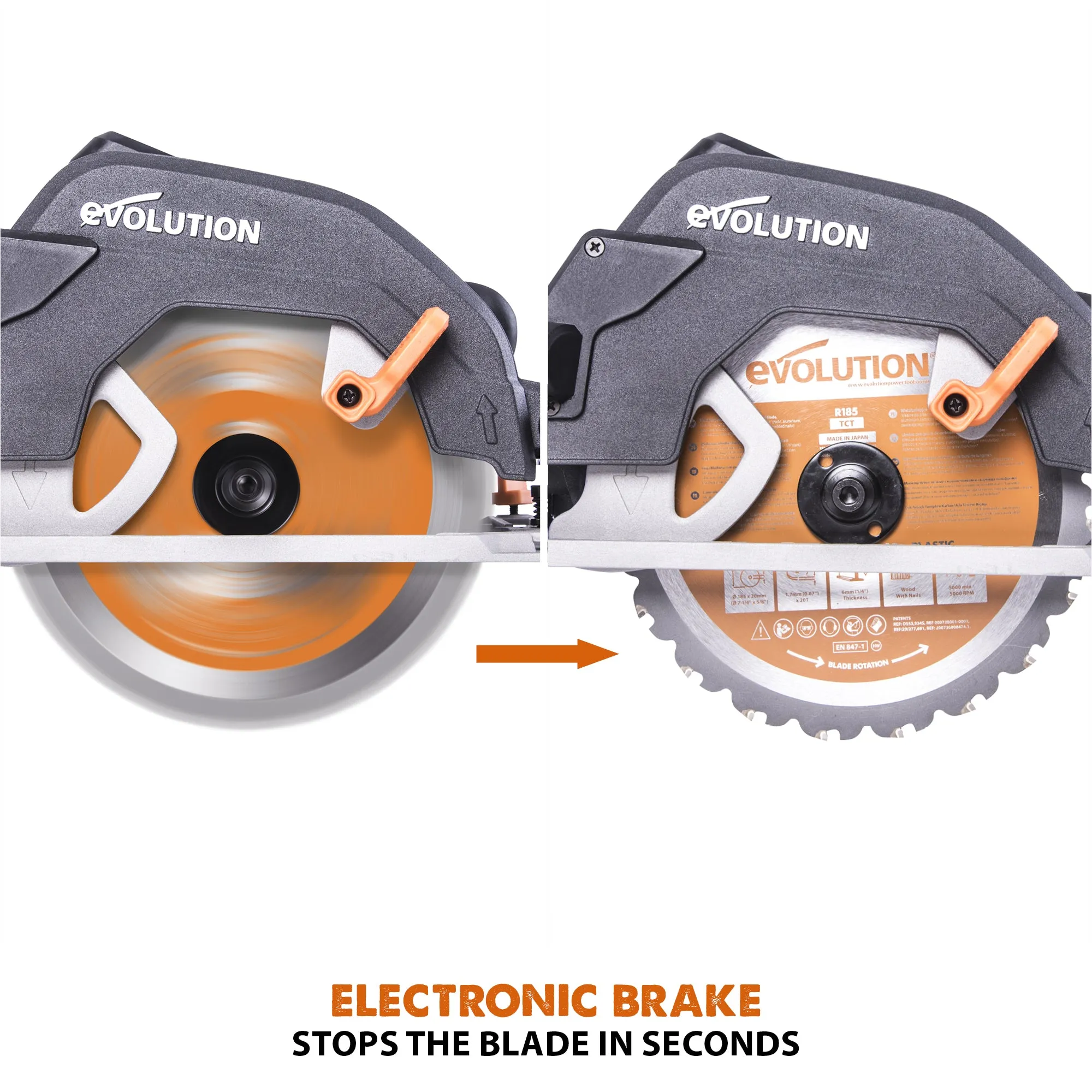 Evolution R185CCS: Multi-Material Cutting Circular Saw 7-1/4 in. Blade (Refurbished Like New)