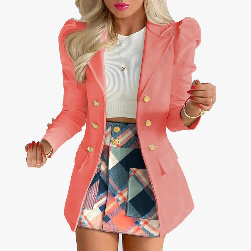 Floral Business Pocketed Blazers Suits