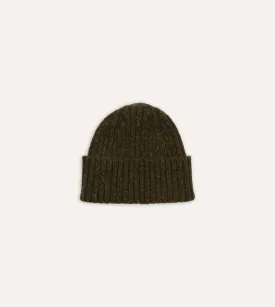 Green Ribbed Merino Donegal Knit Cap