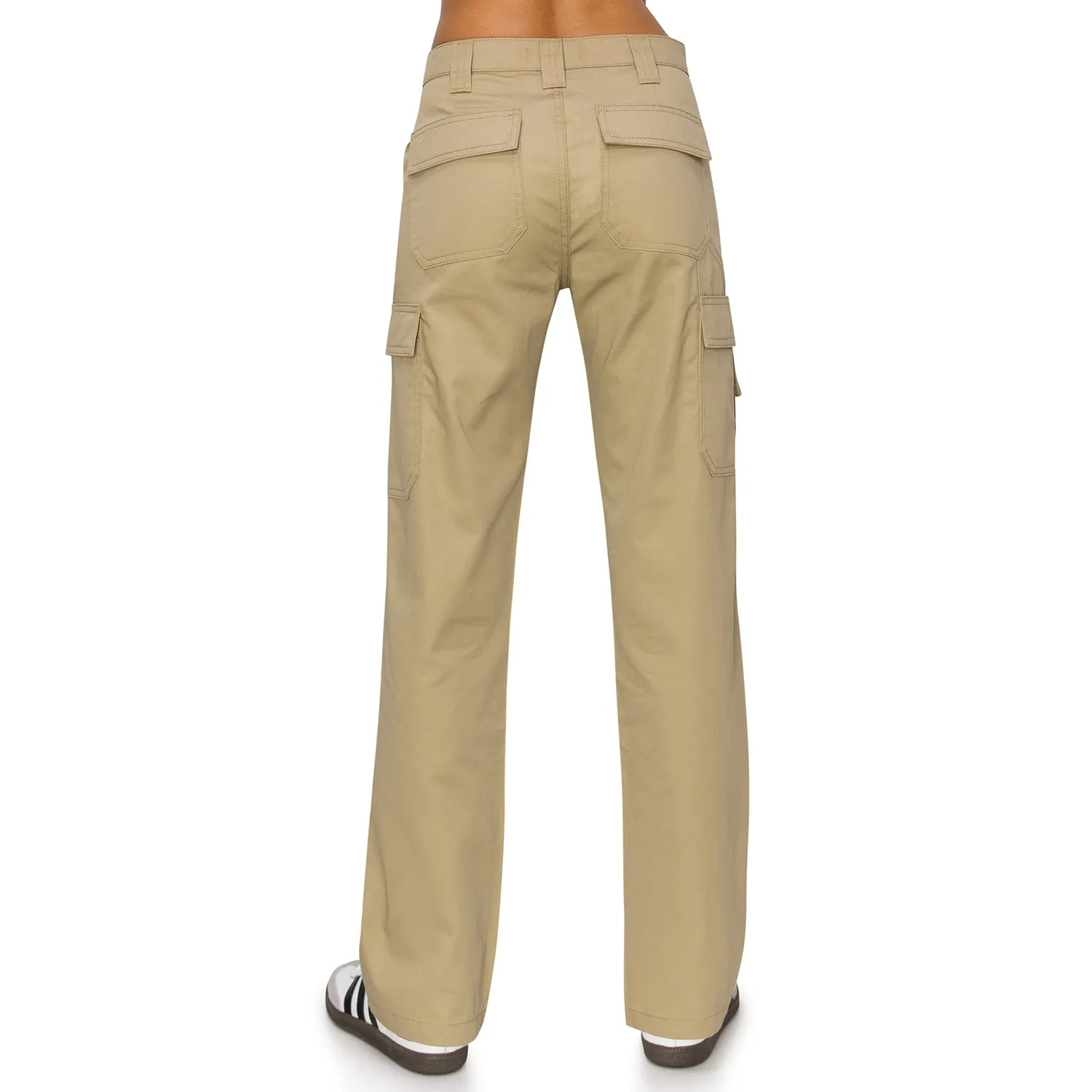 High Rise Slim Fit Cargo Work Pants - Khaki