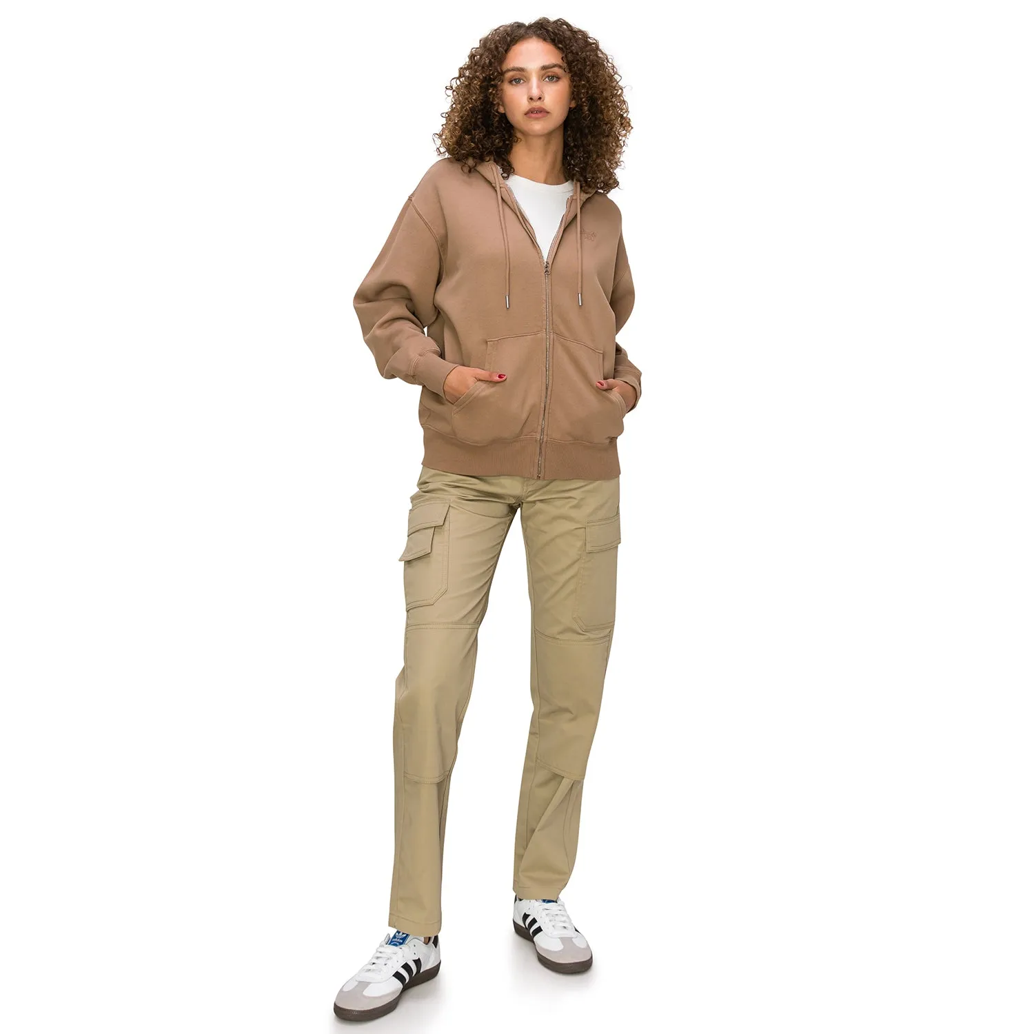 High Rise Slim Fit Cargo Work Pants - Khaki