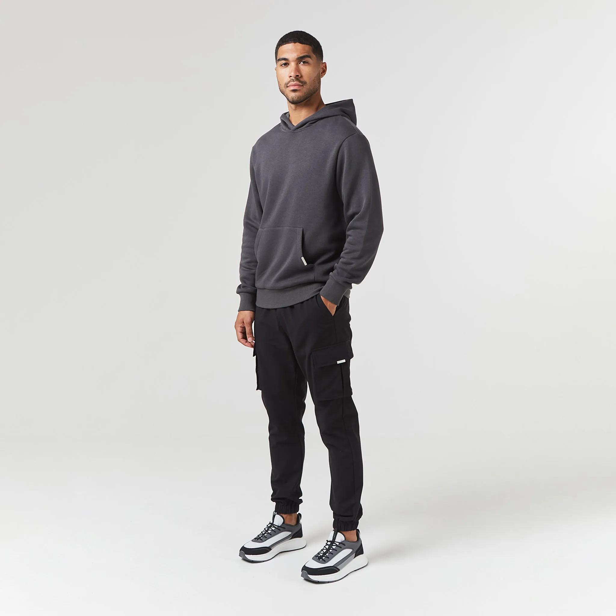 Hoodie & Cargo Pant Set | Charcoal Black