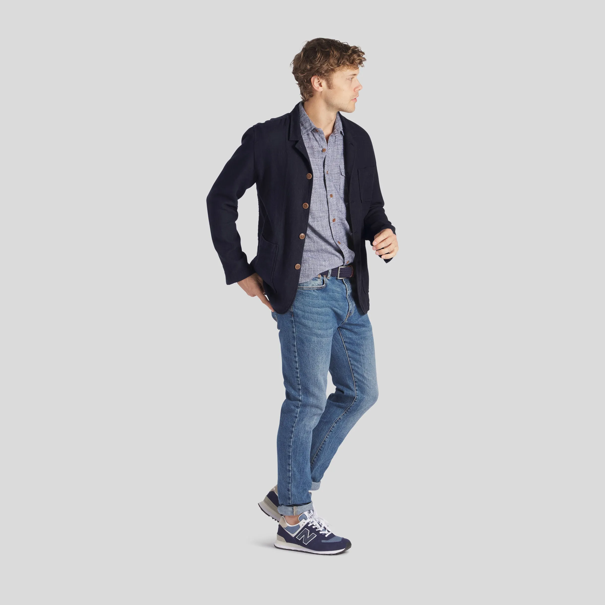 Hudson Textured Flex Blazer - Navy