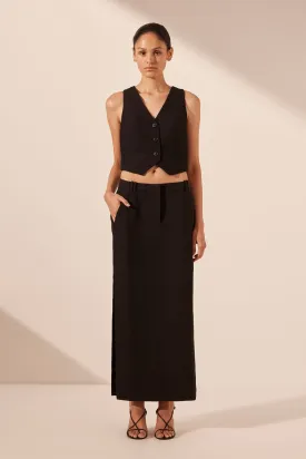 IRENA SIDE SPLIT MAXI SKIRT - BLACK