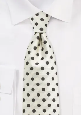 Ivory and Brown Polka Dot Necktie